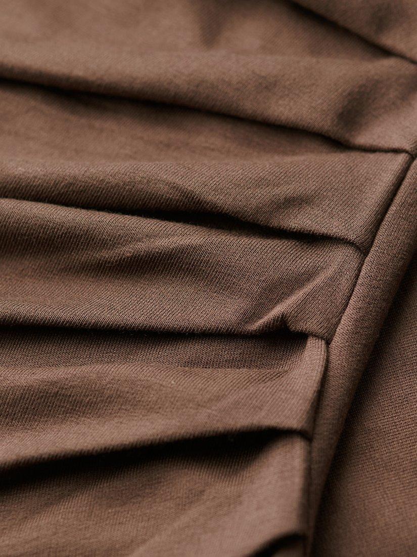 Product image 6 of 6, which shows Superdry Ruched Long Sleeve Midi Dress, Chocolate Brown, 8