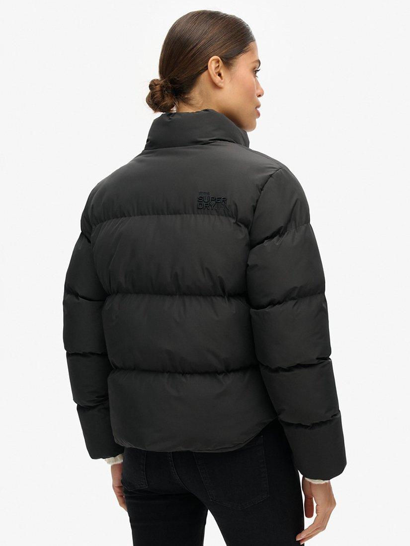 Product image 2 of 5, which shows Superdry Sports Puffer Cropped Jacket, Black, 8