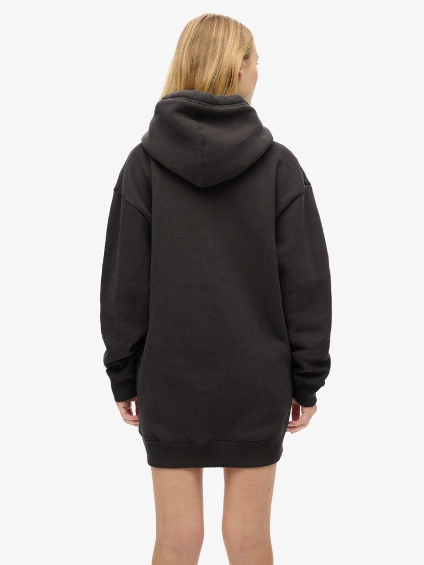 Product image 2 of 5, which shows Superdry Essential Hoodie Dress, Bison Black, 6-8