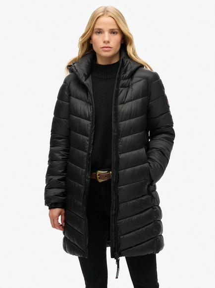 Superdry Hooded Fuji Mid Padded Jacket, Black, Black
