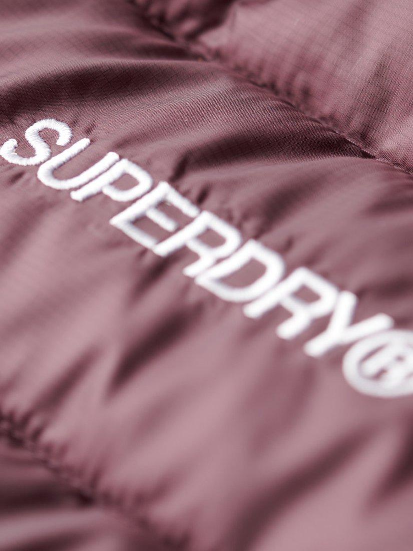 Product image 5 of 6, which shows Superdry Fuji Mid Length Padded Hooded Coat, Aubergine Purple, 8