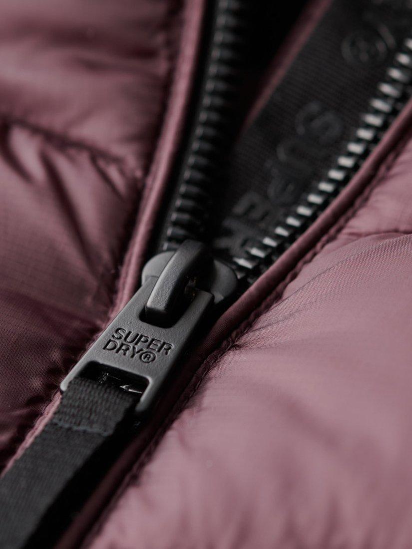 Product image 4 of 6, which shows Superdry Fuji Mid Length Padded Hooded Coat, Aubergine Purple, 8