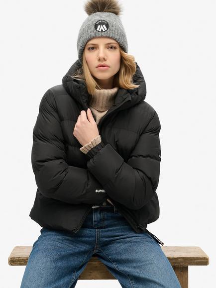 Superdry Hooded Sports Puffer Jacket, Black - view 2, Black