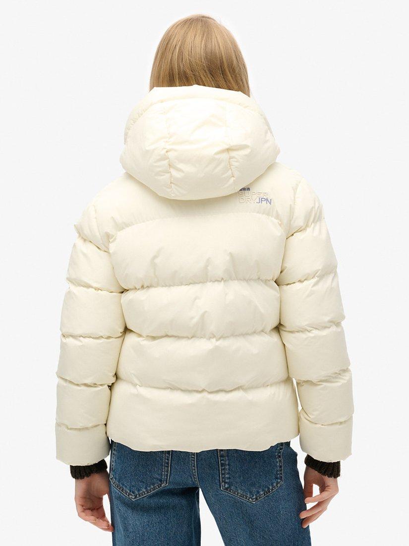Product image 5 of 7, which shows Superdry Hooded Sports Puffer Jacket, Off White, 8