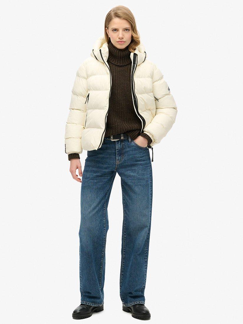 Product image 7 of 7, which shows Superdry Hooded Sports Puffer Jacket, Off White, 8