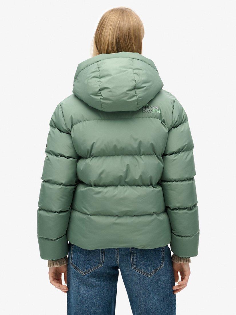 Product image 5 of 7, which shows Superdry Hooded Sports Puffer Jacket, Laurel Khaki, 8