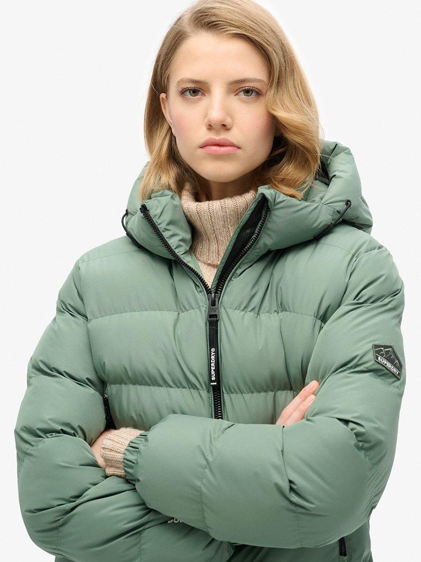 Product image 7 of 7, which shows Superdry Hooded Sports Puffer Jacket, Laurel Khaki, 8