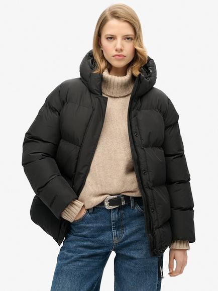Superdry Hooded Five Baffle Sports Puffer Jacket, Black, Black