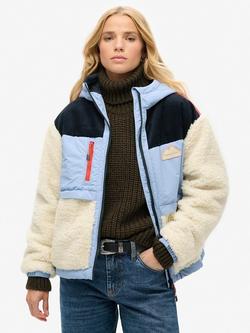 Superdry Hooded Fleece Jacket, Urban Cream/Multi