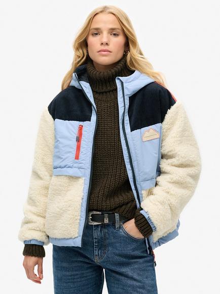 Superdry Hooded Fleece Jacket, Urban Cream/Multi
