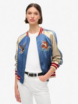 Superdry Sukajan Embroidered Bomber Jacket, Wedgewood Blue/Multi, Wedgewood Blue/Multi