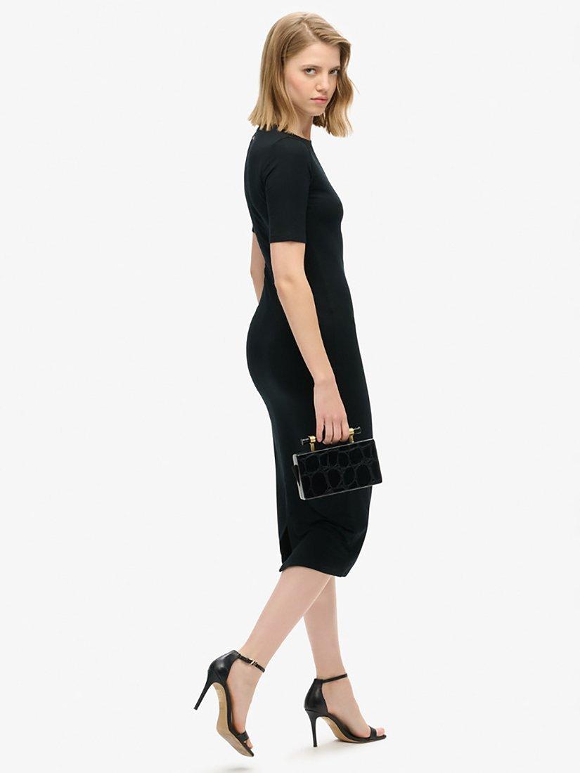 Product image 2 of 4, which shows Superdry Short Sleeve Midi Jersey Dress, Black, 8