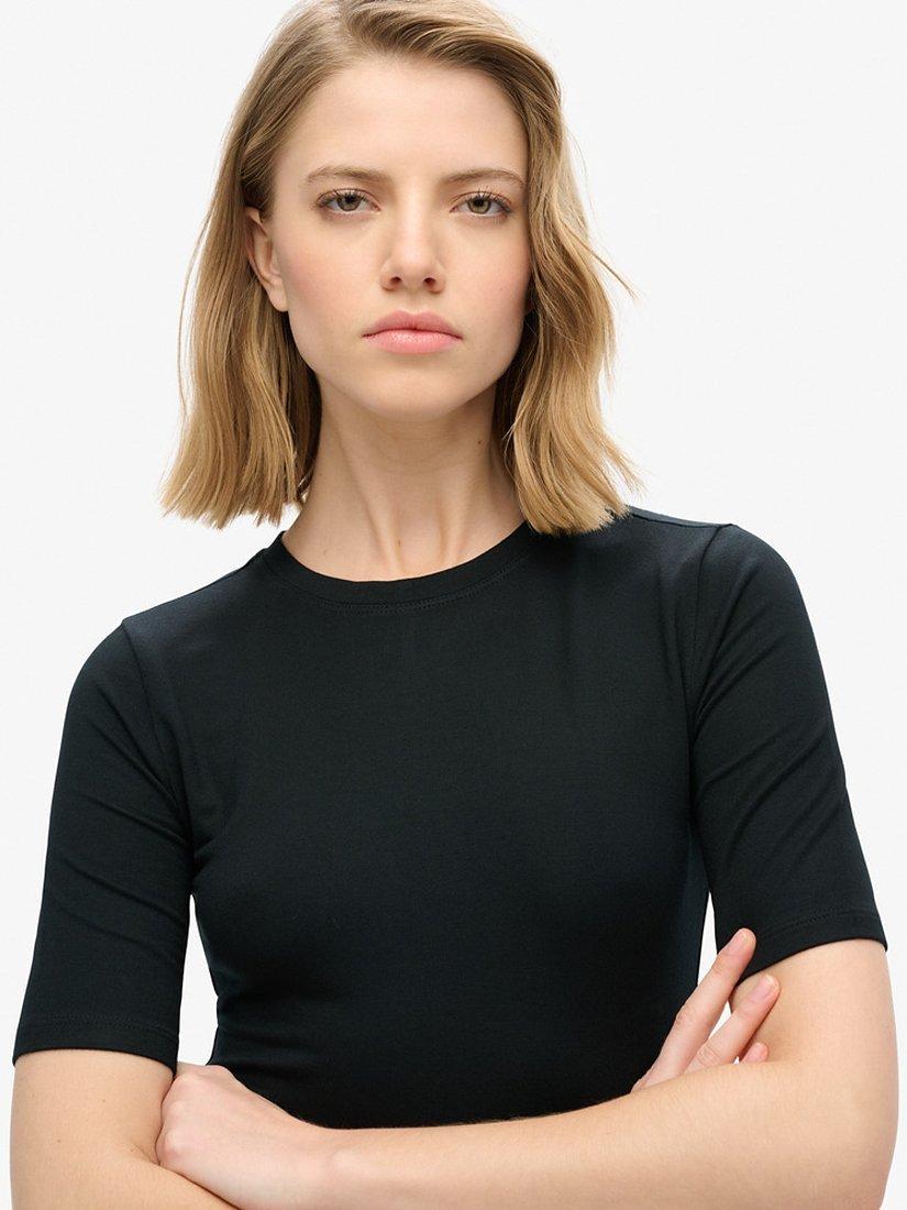 Product image 3 of 4, which shows Superdry Short Sleeve Midi Jersey Dress, Black, 8
