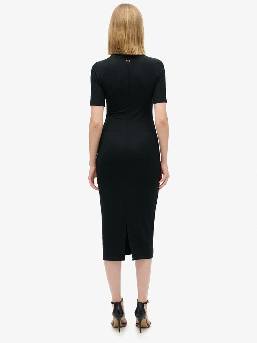 Product image 4 of 4, which shows Superdry Short Sleeve Midi Jersey Dress, Black, 8