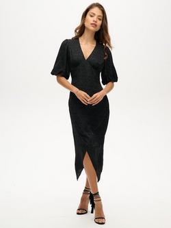 Superdry Abstract Short Sleeve Midi Dress, Black, Black