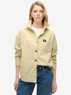 Superdry Chunky Organic Cotton Corduroy Overshirt, Birch, Birch