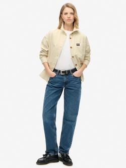 Superdry Chunky Organic Cotton Corduroy Overshirt, Birch - view 2, Birch