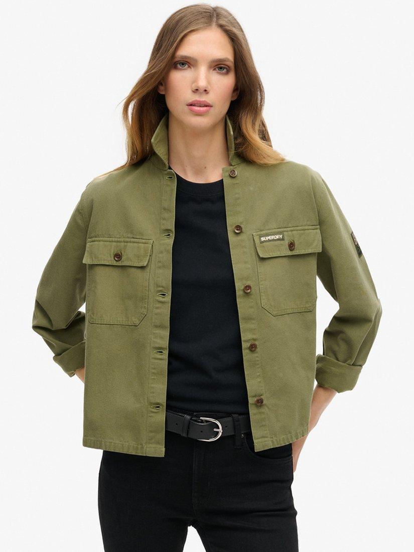 Product image 1 of 1, which shows Superdry St Tropez Military Overshirt, Wild Khaki, 8