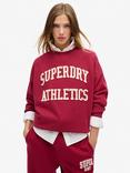Superdry Atheltic Essentials Oversized Applique Crew Neck Jumper, Bordeaux Red