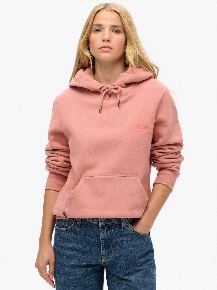 Product image 1 of 6, which shows Superdry Essential Logo Hoodie, Ash Rose, 8