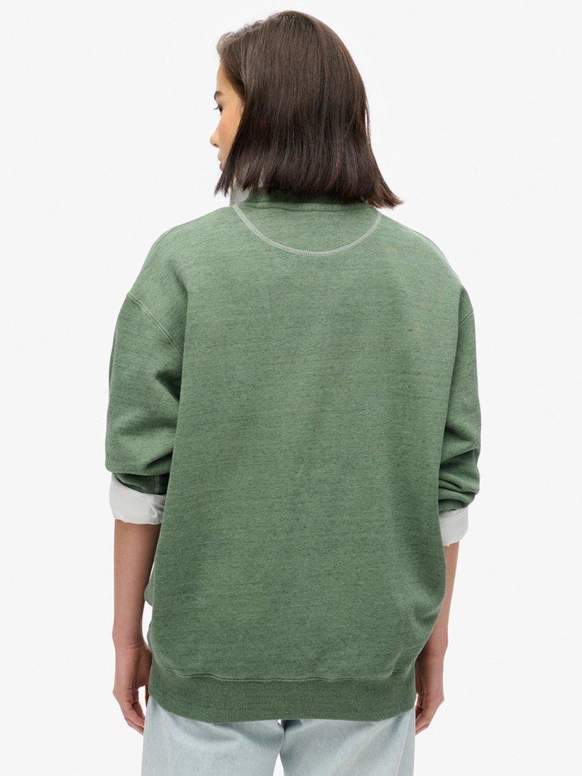 Product image 2 of 5, which shows Superdry Essential Logo Overdyed Sweatshirt, Buffalo Green, 8