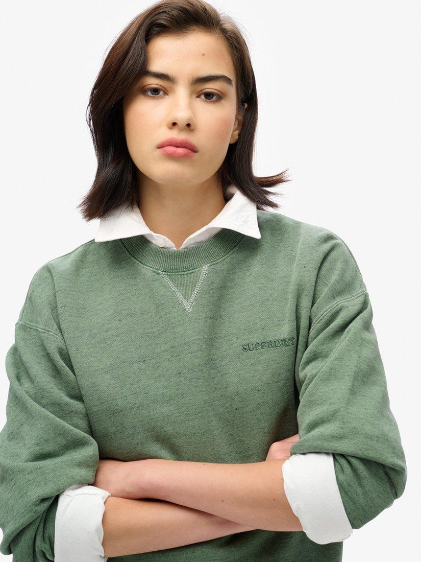 Product image 4 of 5, which shows Superdry Essential Logo Overdyed Sweatshirt, Buffalo Green, 8