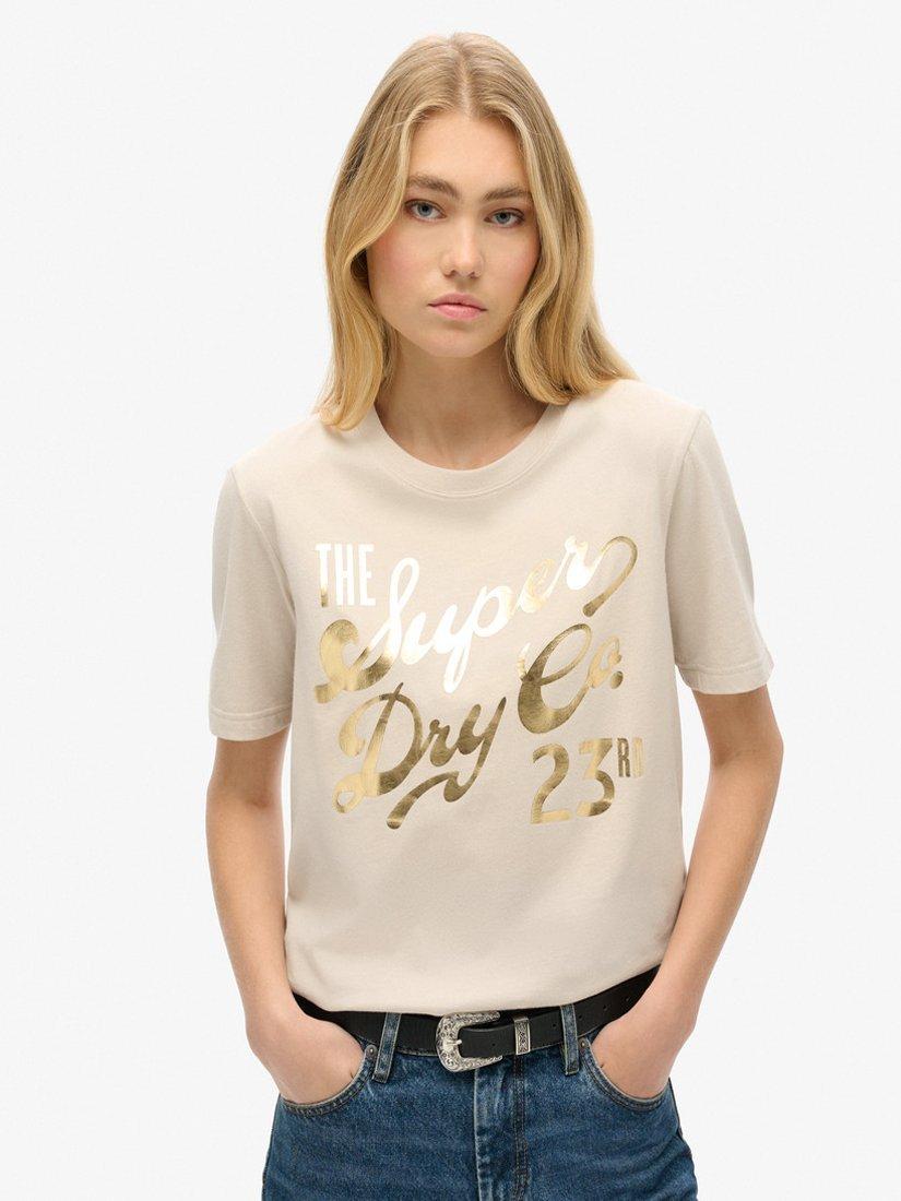 Superdry Luxe Metallic Logo Relaxed T-Shirt