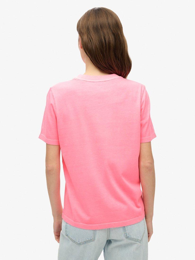 Product image 2 of 6, which shows Superdry Metallic Embellished Venue Relaxed T-Shirt, White/Black, Punk Pink, 8