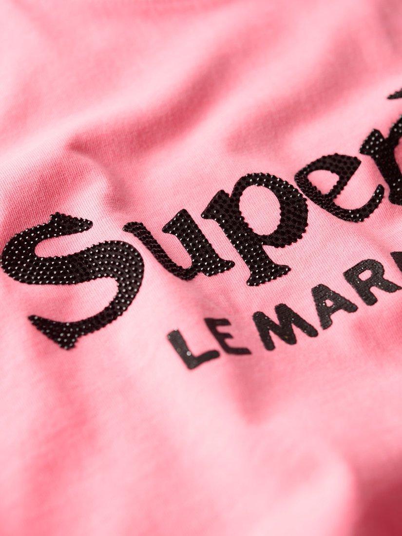 Product image 6 of 6, which shows Superdry Metallic Embellished Venue Relaxed T-Shirt, White/Black, Punk Pink, 8