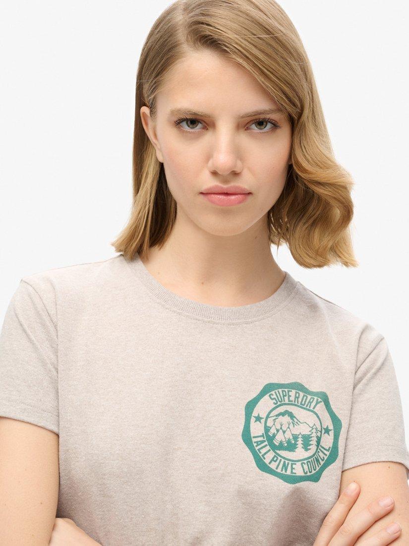 Product image 3 of 5, which shows Superdry Lo-fi Outdoor Fitted T-Shirt, Lavin Beige Marl, 8