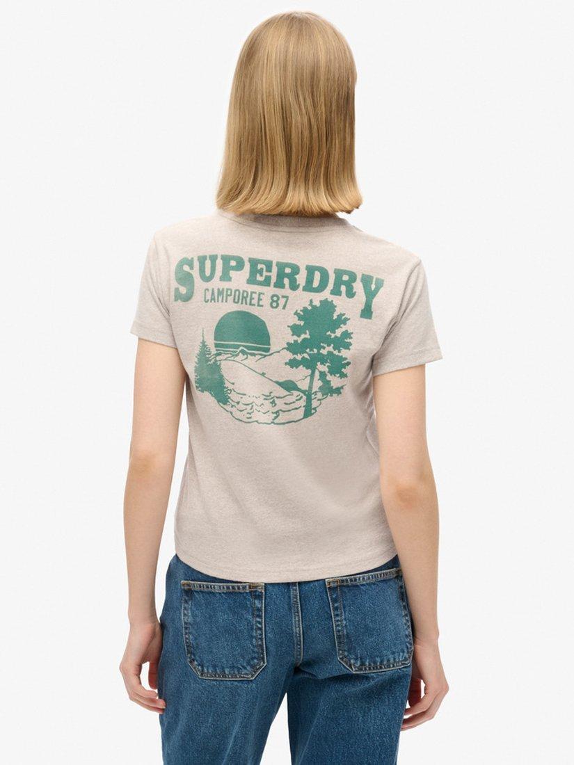 Product image 4 of 5, which shows Superdry Lo-fi Outdoor Fitted T-Shirt, Lavin Beige Marl, 8