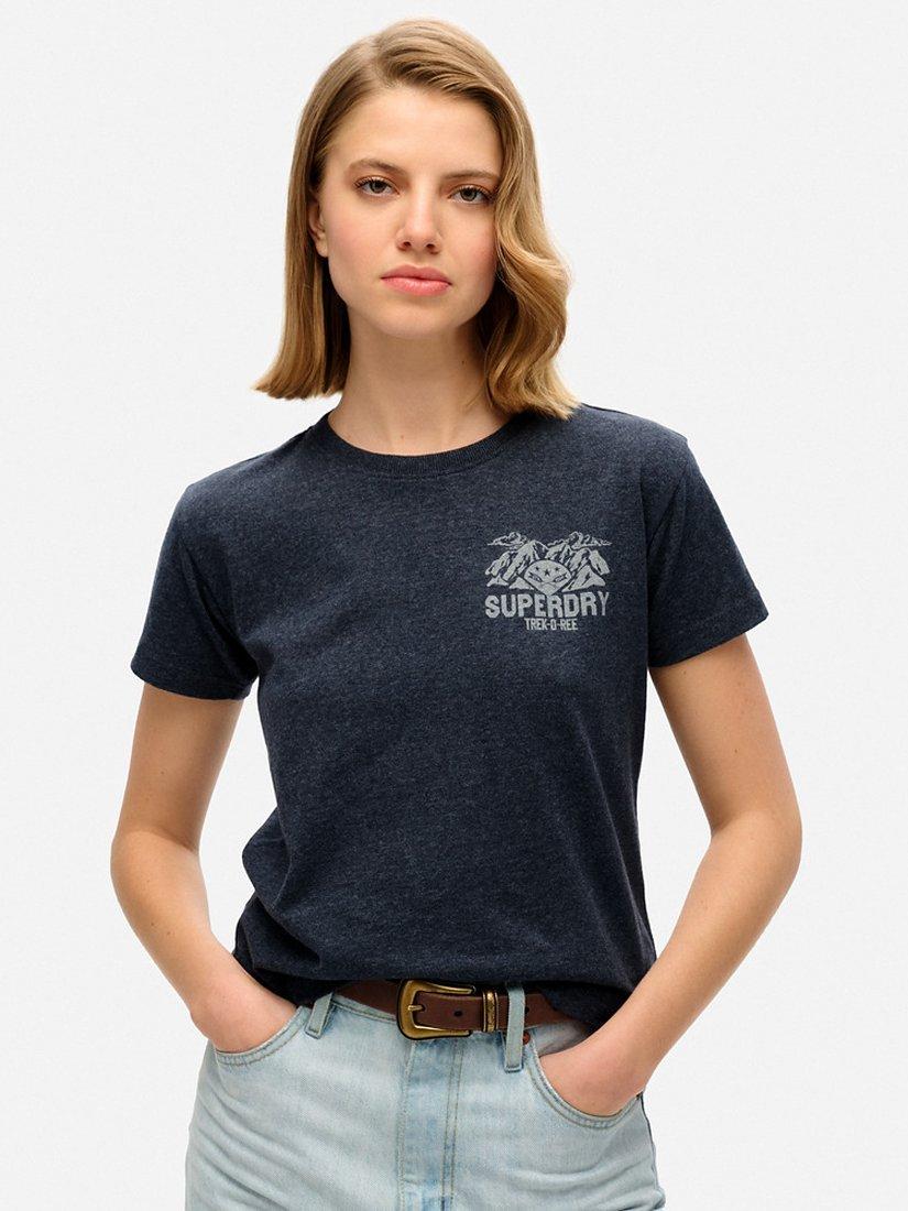 Product image 1 of 4, which shows Superdry Lo-fi Outdoor Fitted T-Shirt, Deep Indigo Navy, 8