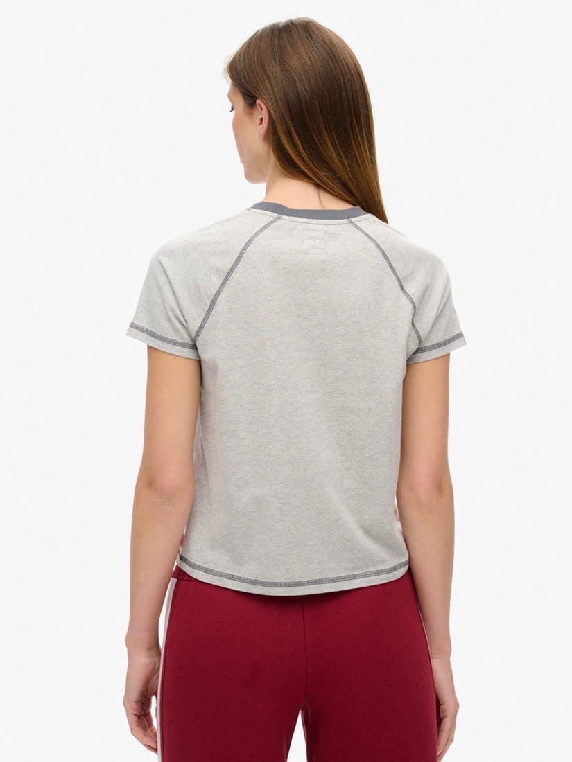 Product image 2 of 5, which shows Superdry Athletic Essential Raglan Graphic T-Shirt, Grey Marl, 8