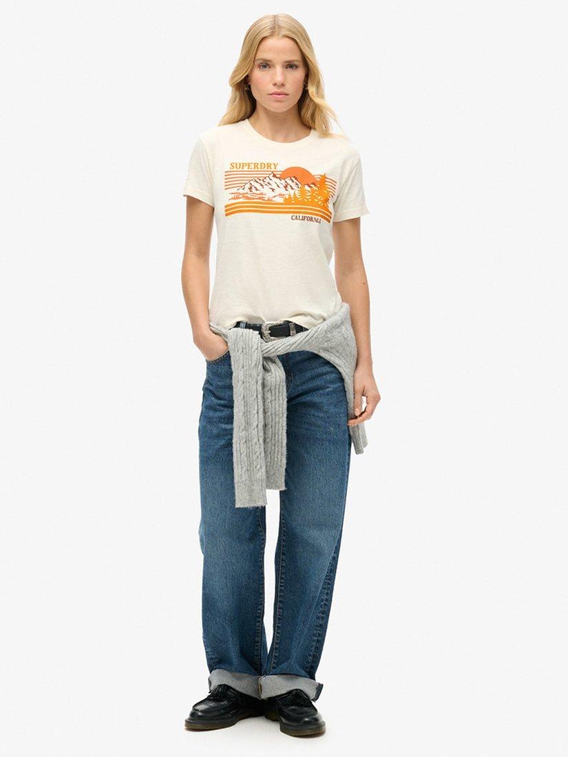 Product image 3 of 4, which shows Superdry Outdoor Stripe Organic Cotton T-Shirt, Riff White/Multi, 8