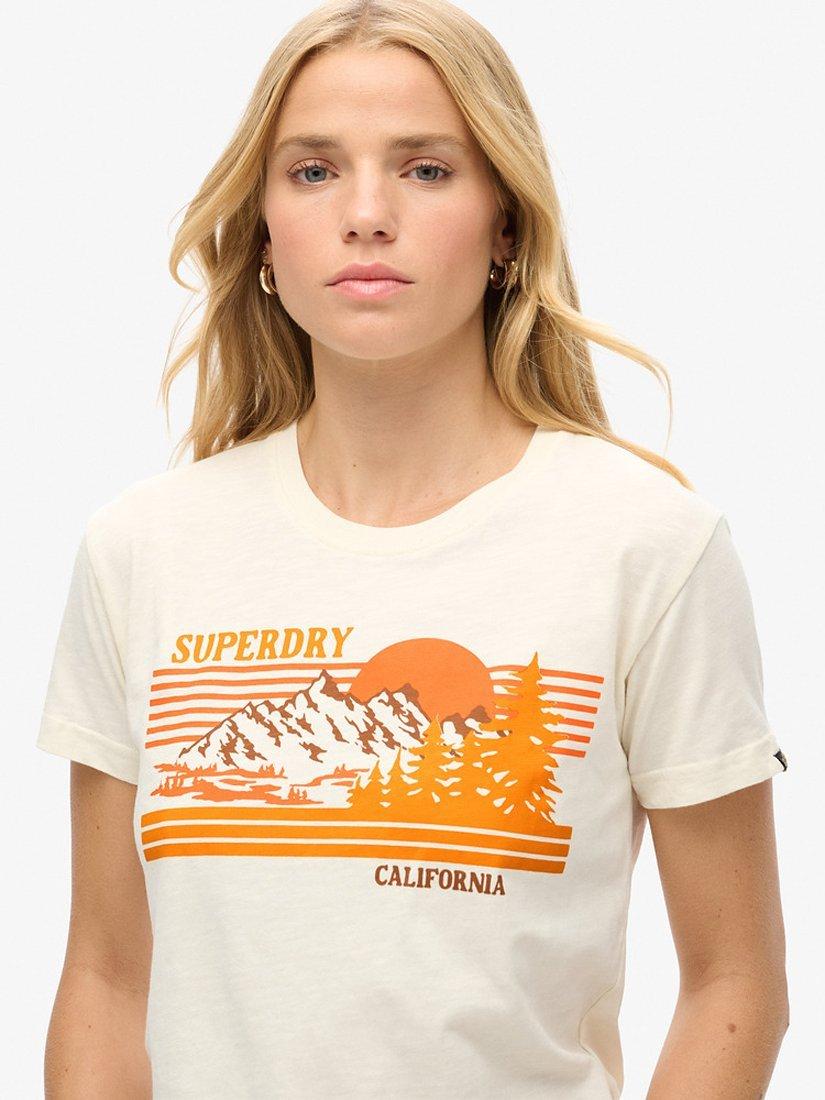 Product image 4 of 4, which shows Superdry Outdoor Stripe Organic Cotton T-Shirt, Riff White/Multi, 8