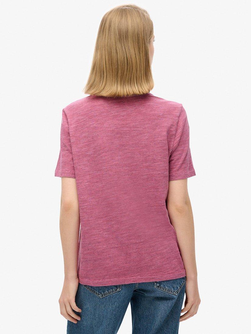 Product image 4 of 5, which shows Superdry Essential Logo Overdyed T-Shirt, Shocking Pink, 8