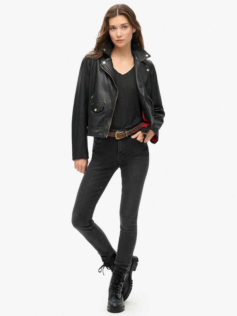 Product image 3 of 5, which shows Superdry Studios Slub Embroidered V-Neck T-Shirt, Black Metalic, 8