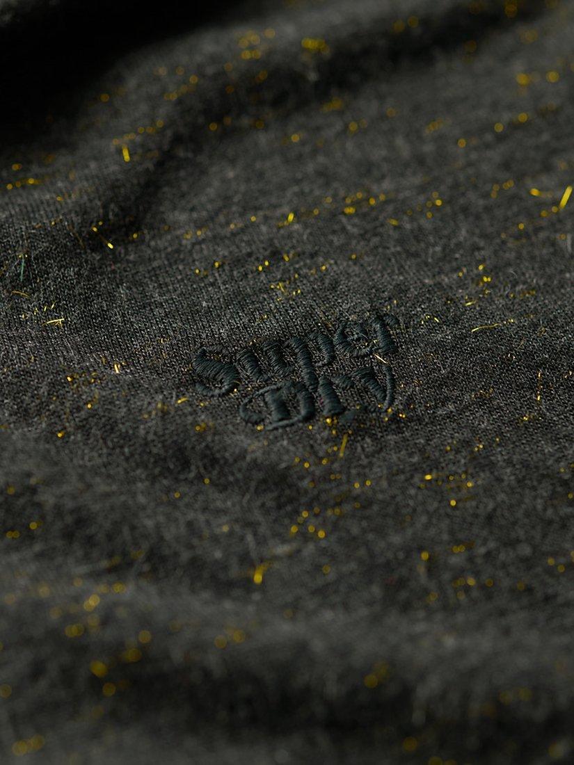 Product image 5 of 5, which shows Superdry Studios Slub Embroidered V-Neck T-Shirt, Black Metalic, 8