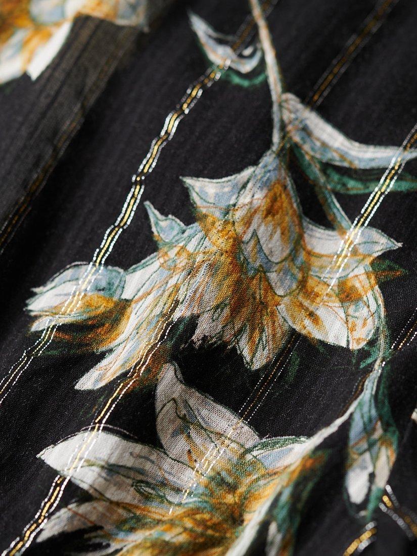 Superdry 70s Sleeve Pleated Top, Wild Lillies, 8