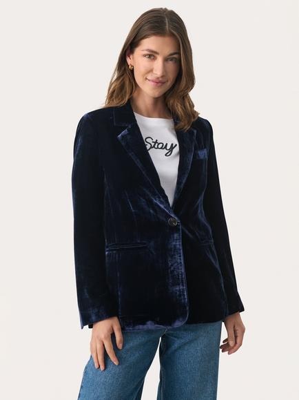 Part Two Loretta Velvet Blazer, Navy, Navy
