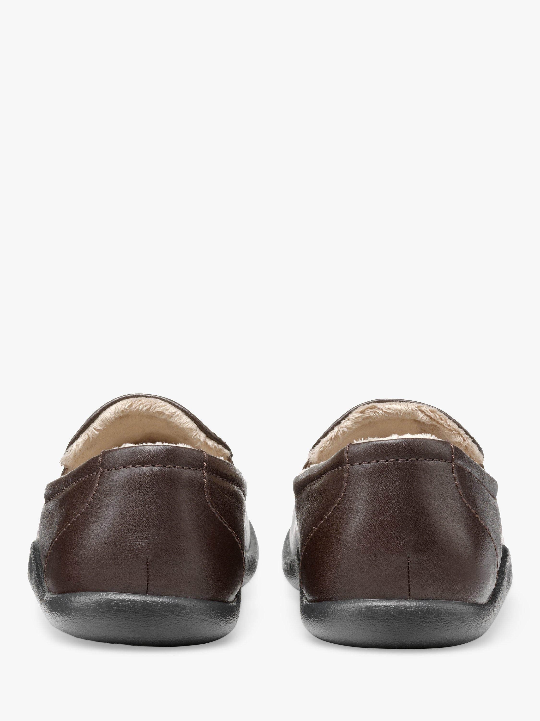 Product image 3 of 4, which shows Hotter Relax Leather Slippers, Dark Brown-le, 6