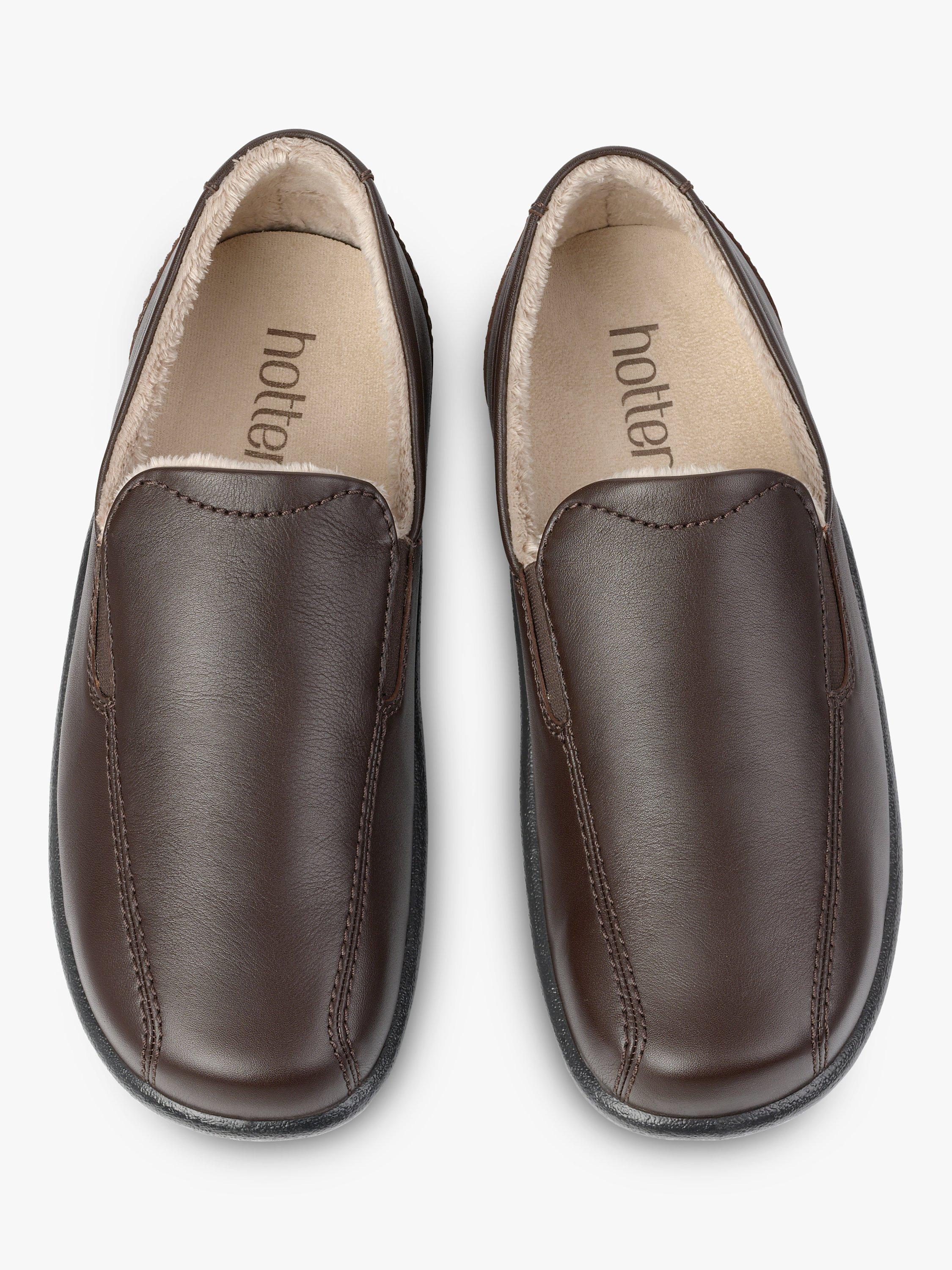 Product image 4 of 4, which shows Hotter Relax Leather Slippers, Dark Brown-le, 6