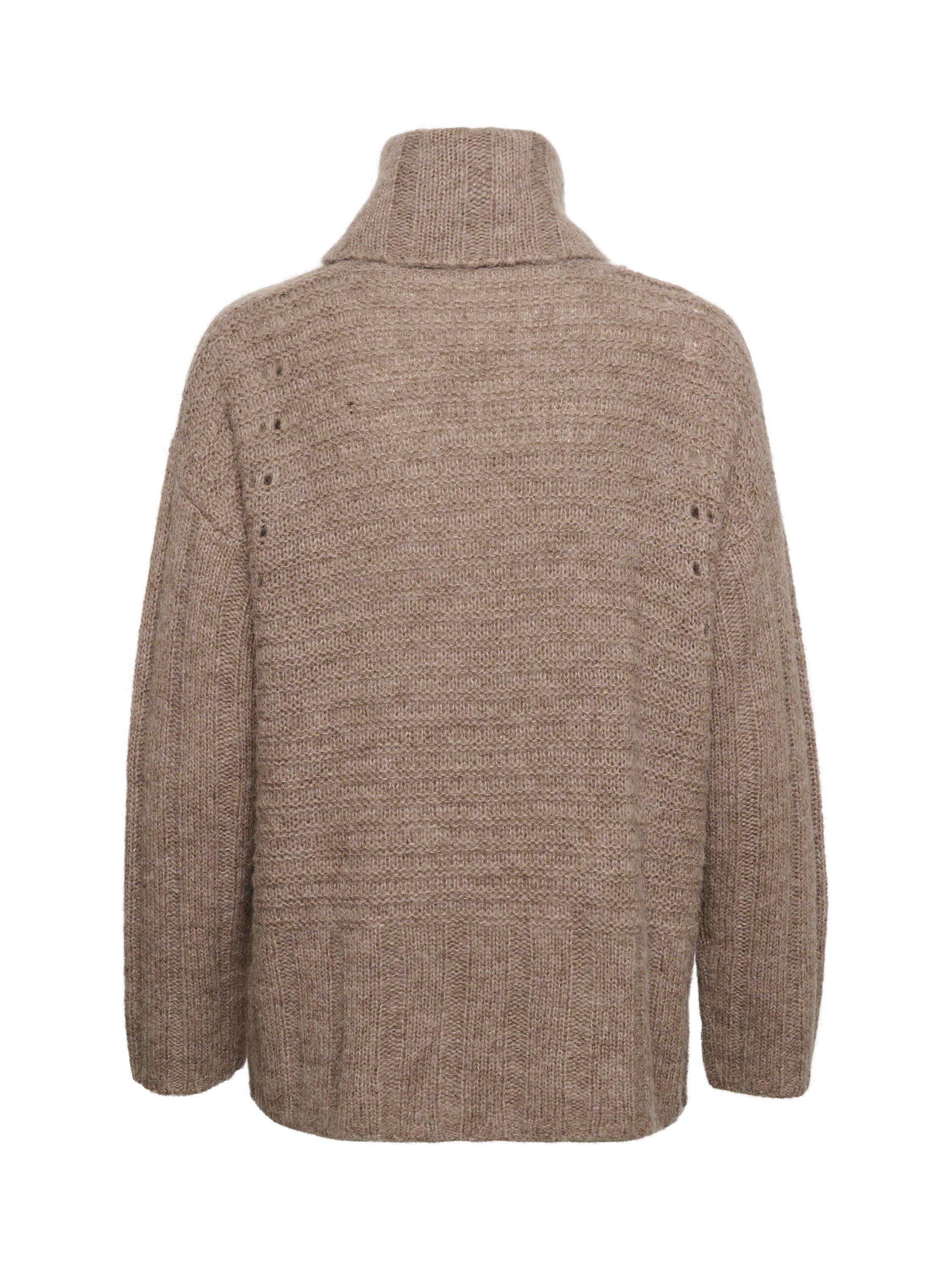 Product image 6 of 6, which shows Part Two Laurikke Cable Knit Wool Blend Jumper, Mink Melange, XS