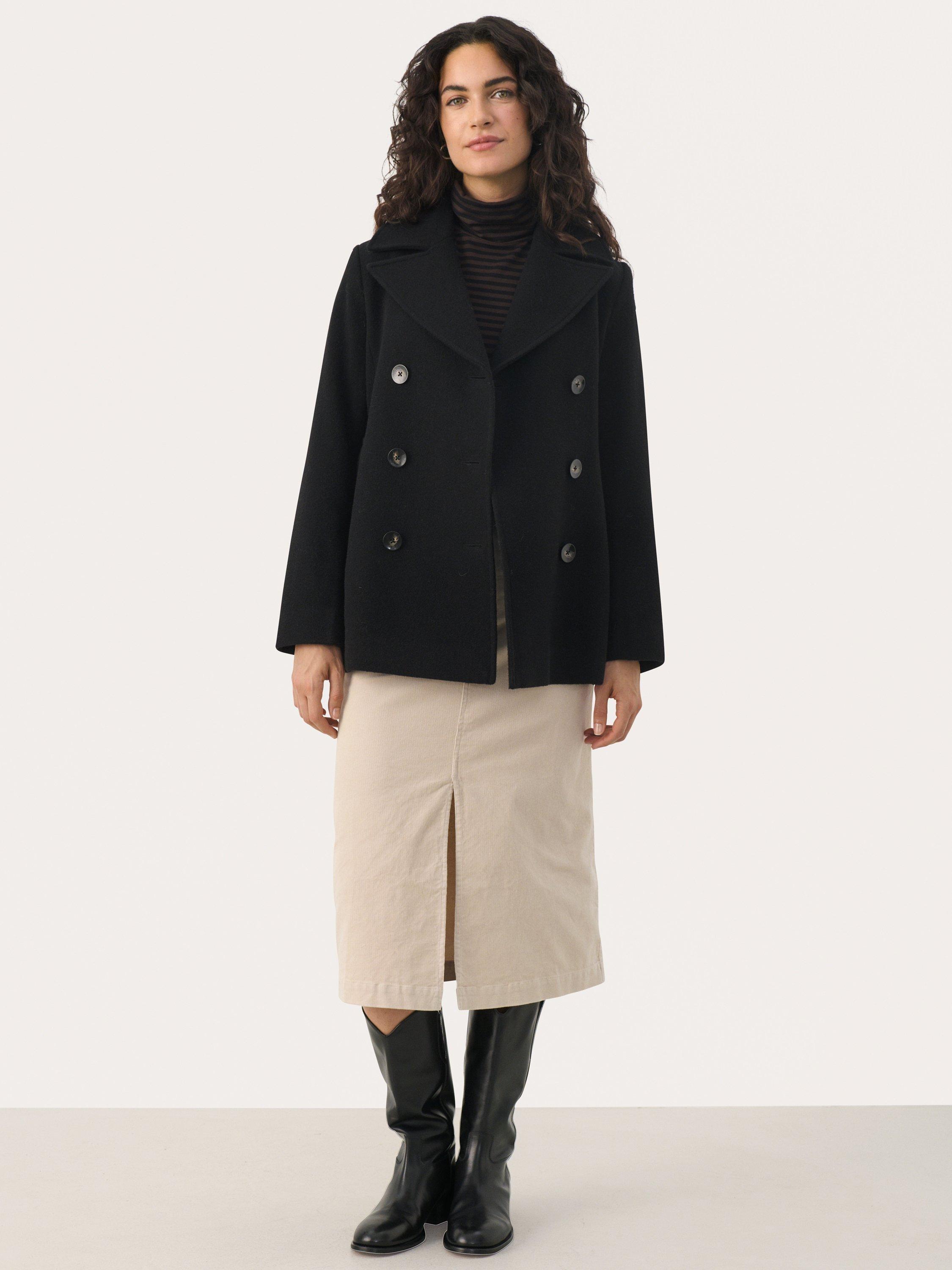 Product image 3 of 6, which shows Part Two Lekias Wool Blend Double Breasted Coat, Black, 8