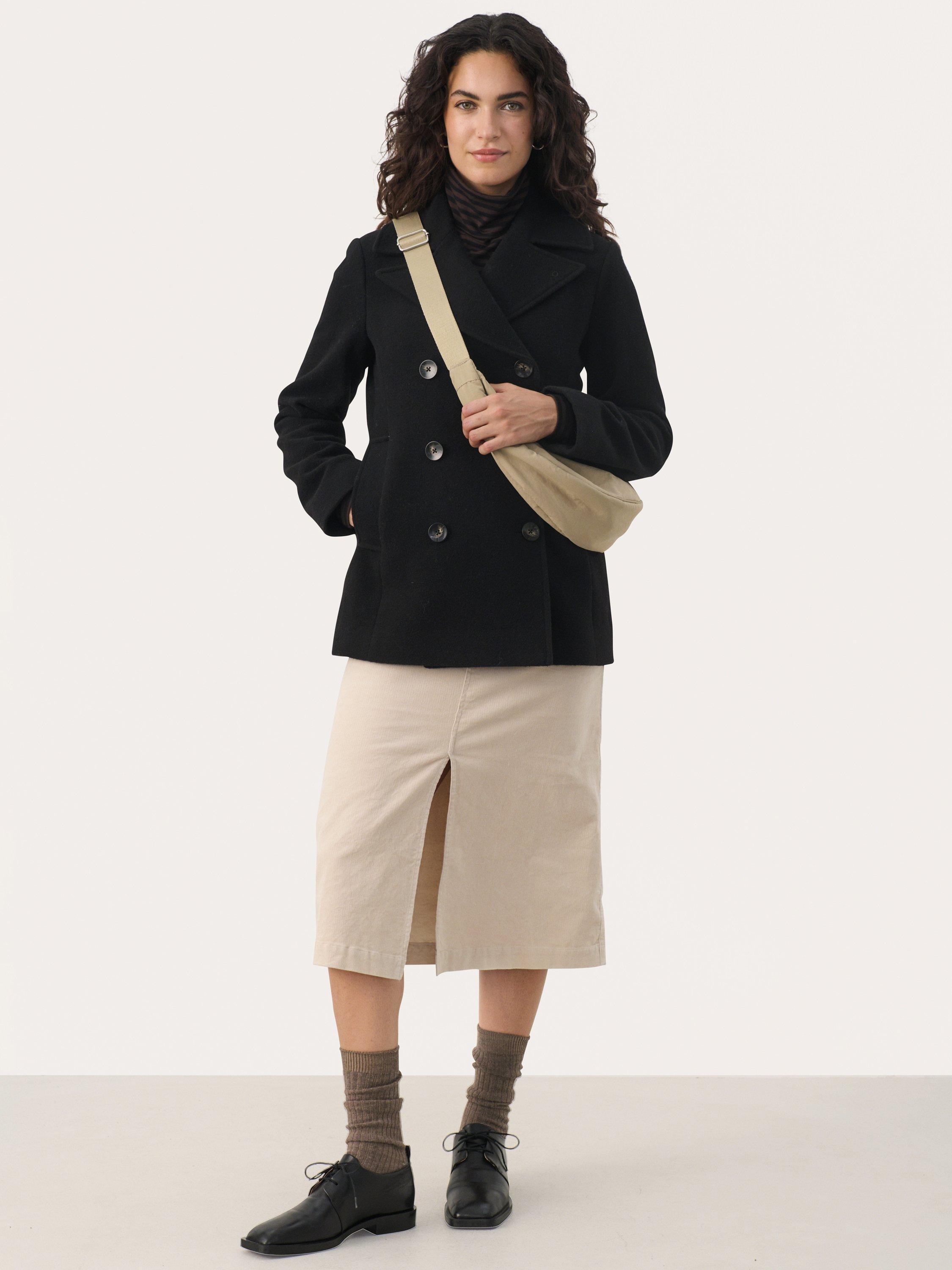 Product image 4 of 6, which shows Part Two Lekias Wool Blend Double Breasted Coat, Black, 8
