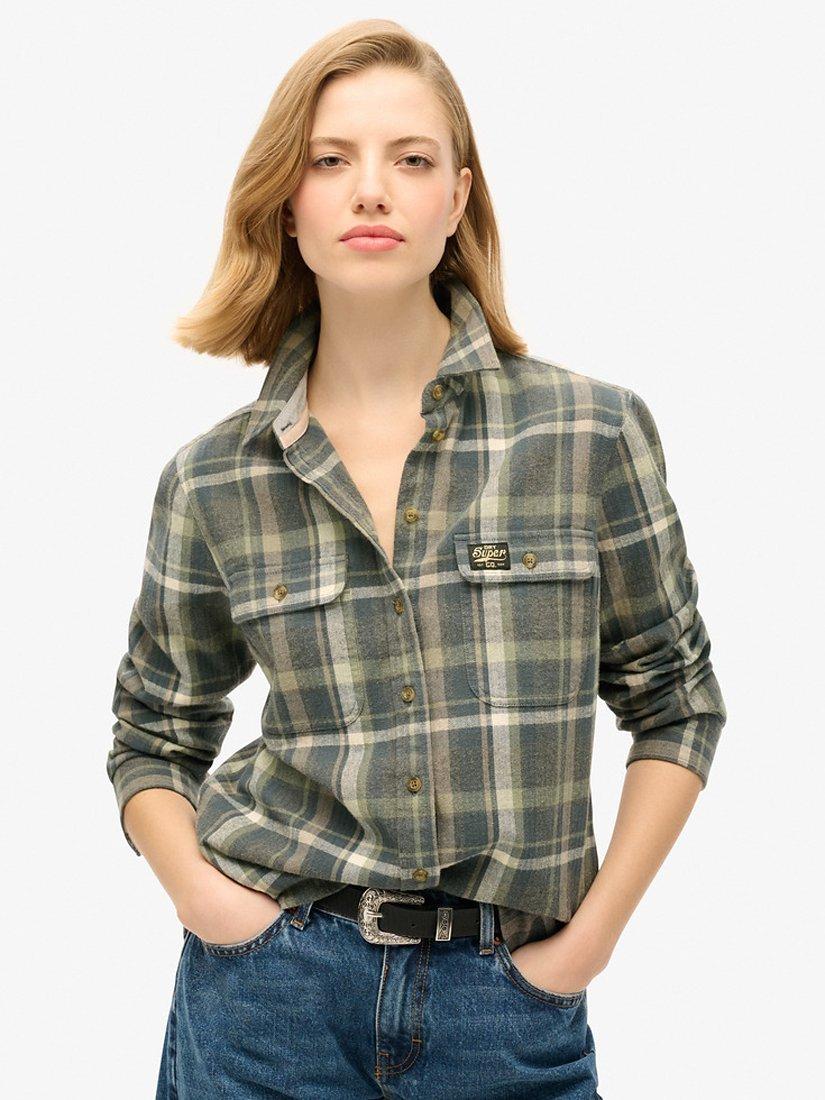 Product image 1 of 4, which shows Superdry Lumberjack Check Flannel Organic Cotton Shirt, Multi, 8