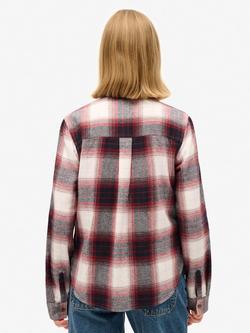 Superdry Lumberjack Check Flannel Organic Cotton Shirt, Red/Ivory Check - view 2, Red/Ivory Check