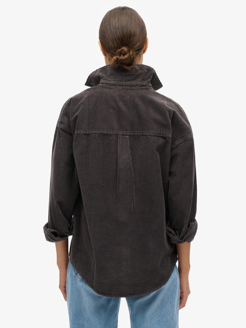 Product image 2 of 5, which shows Superdry Chunky Pure Organic Cotton Corduroy Overshirt, Black, 8