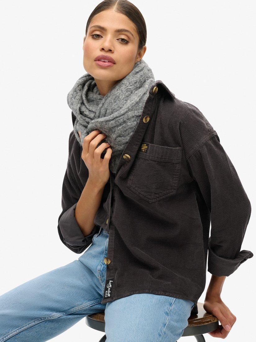 Product image 5 of 5, which shows Superdry Chunky Pure Organic Cotton Corduroy Overshirt, Black, 8