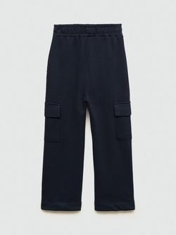 Mango Kids' London Cotton Cargo Trousers - view 2, Navy
